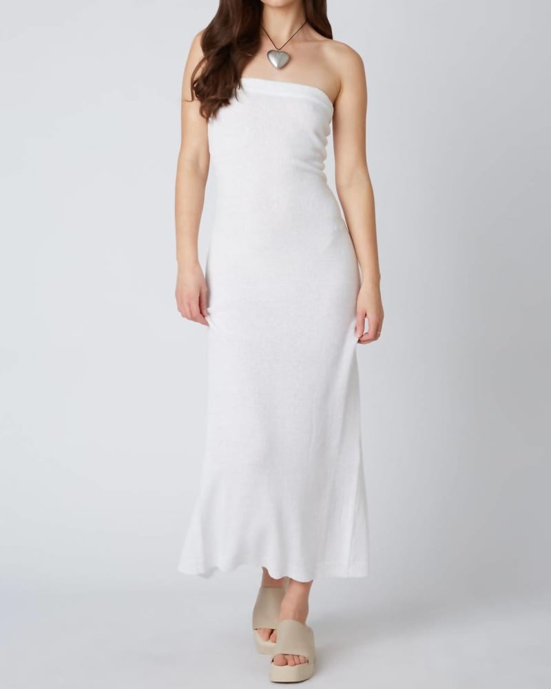Front of a model wearing a size Large Beach Bum Dress In White in White by Cotton Candy. | dia_product_style_image_id:346593